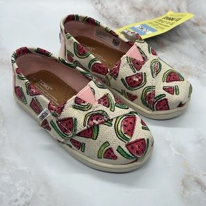 NWT Toms Classic Pink Glitter & Watermelon Shoes